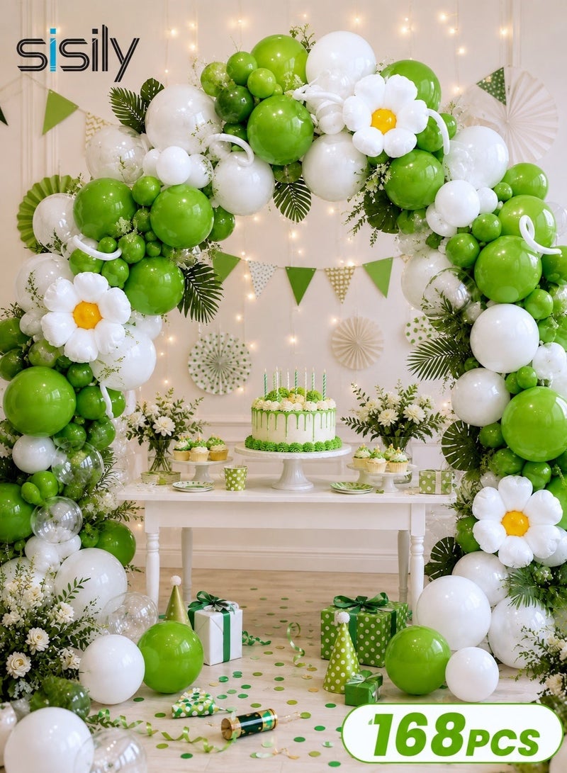 Sisily 168Pcs Balloon Arch Kit, Green and White Balloon Garland Set for Wedding Ceremony, Birthday Celebration, Party Backdrop and Photo Area Decoration - Image 1