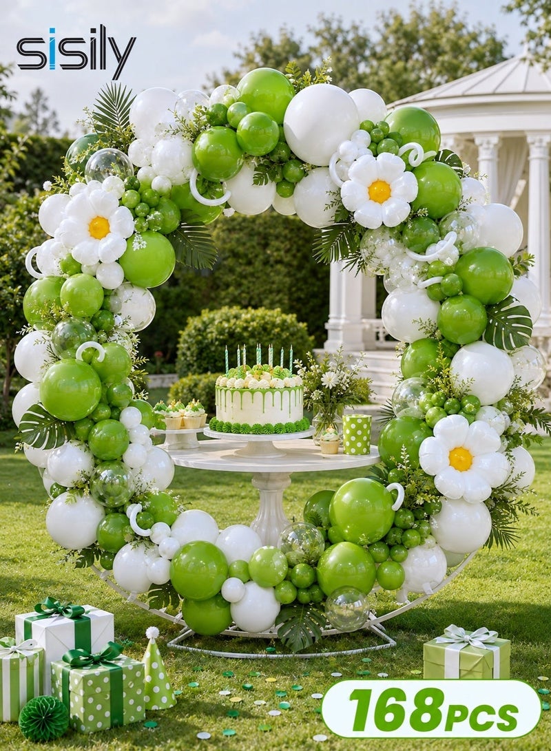 Sisily 168Pcs Balloon Arch Kit, Green and White Balloon Garland Set for Wedding Ceremony, Birthday Celebration, Party Backdrop and Photo Area Decoration - Image 2