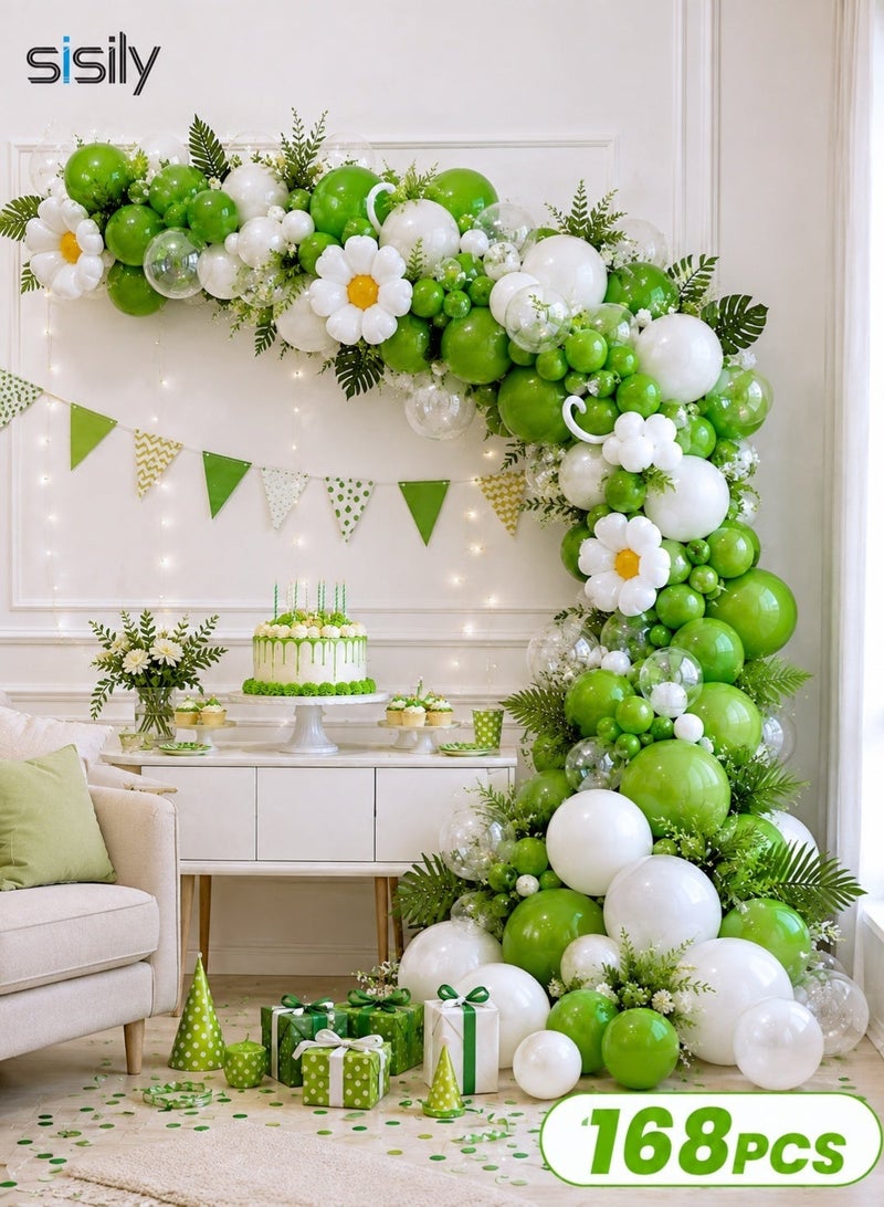 Sisily 168Pcs Balloon Arch Kit, Green and White Balloon Garland Set for Wedding Ceremony, Birthday Celebration, Party Backdrop and Photo Area Decoration - Image 3