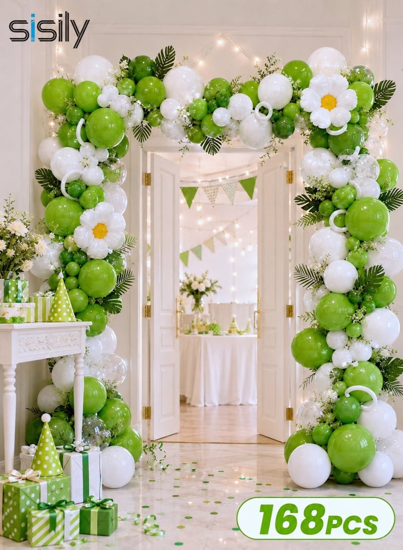 Sisily 168Pcs Balloon Arch Kit, Green and White Balloon Garland Set for Wedding Ceremony, Birthday Celebration, Party Backdrop and Photo Area Decoration - Image 4