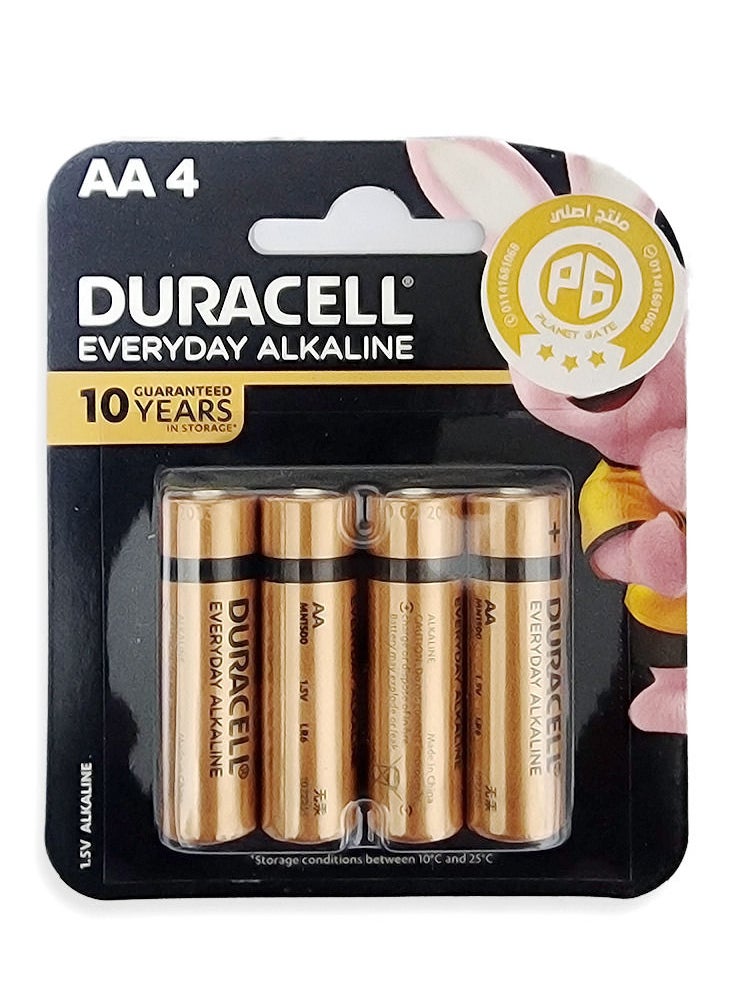 Duracell EveryDay Alkaline AA Batteries - 4 Pieces Gold  - Image 1