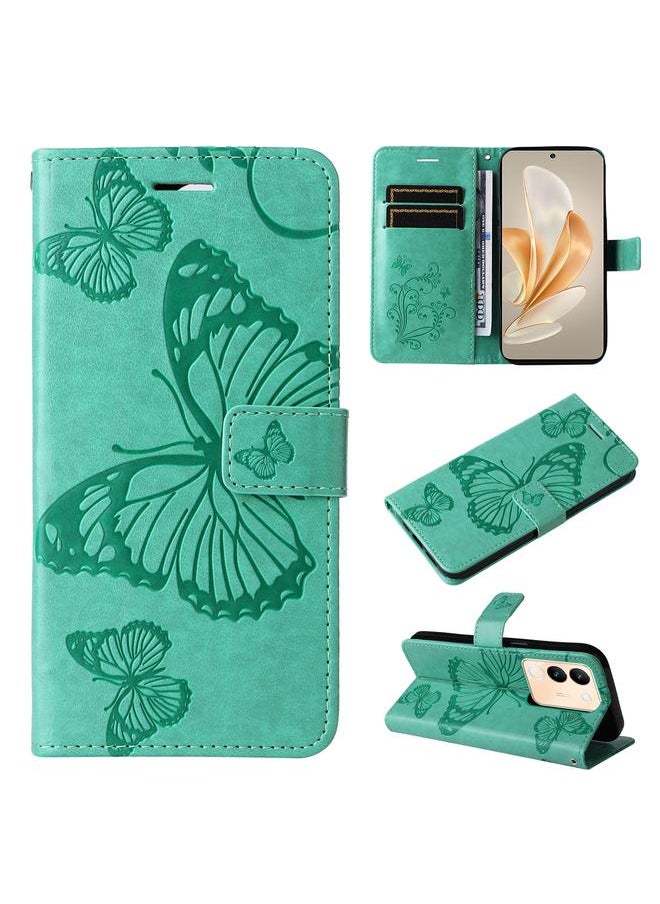 erorex - For vivo V29e Global / Y200 5G Global 3D Butterfly Embossed Flip Leather Phone Case(Green) - Image 1
