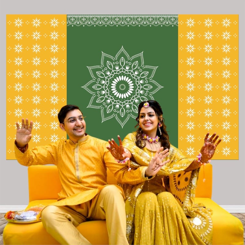 Party Baazaar Backdrop for Pooja | Ganpati Decoration Background | House Warming Decoration Backdrop (Pack of 1, Multicolor, Size: 8x5 Feet) - Image 3
