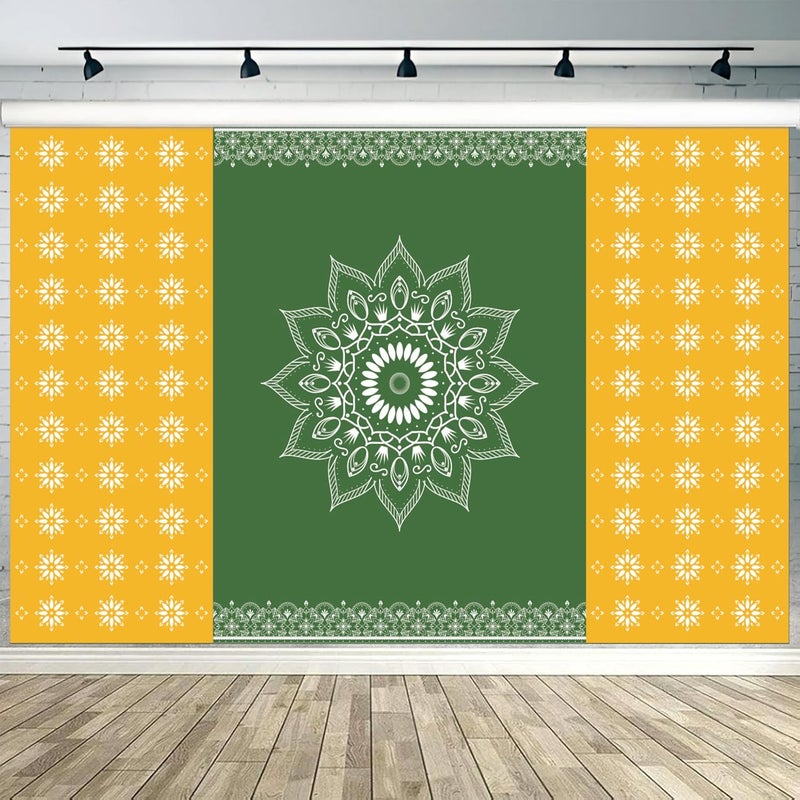 Party Baazaar Backdrop for Pooja | Ganpati Decoration Background | House Warming Decoration Backdrop (Pack of 1, Multicolor, Size: 8x5 Feet) - Image 1