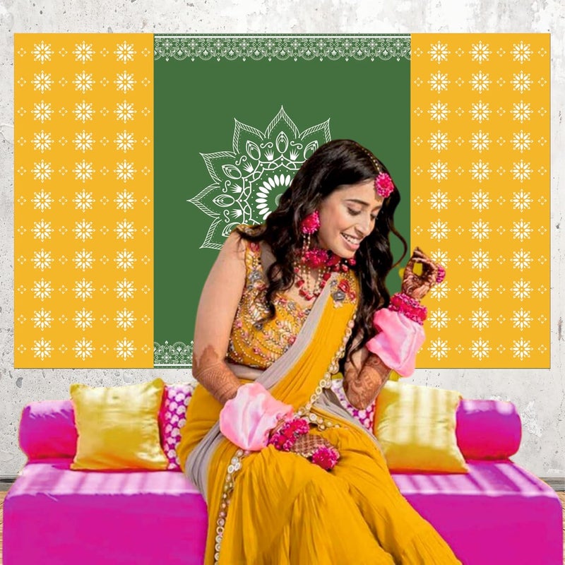 Party Baazaar Backdrop for Pooja | Ganpati Decoration Background | House Warming Decoration Backdrop (Pack of 1, Multicolor, Size: 8x5 Feet) - Image 4