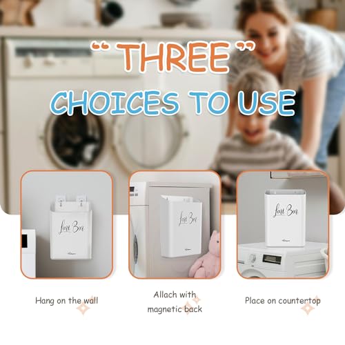 Sealegend Magnetic Lint Bin for Laundry Room with Dryer Lint Brush, Wall Mounted Trash Can Space-Saving Laundry Organization and Storage, White - Image 3