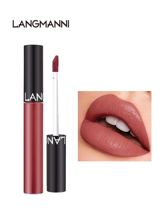 LANGMANNI - Intense Wear Matte Lip Stick,Nude Lipstick Velvet Lip Gloss Lip Stain Long Lasting Waterproof Nude Lipstick,Can Let Your Lip Look Fuller,Works Great For Aging Or Thinning Lips(08#) - Image 1