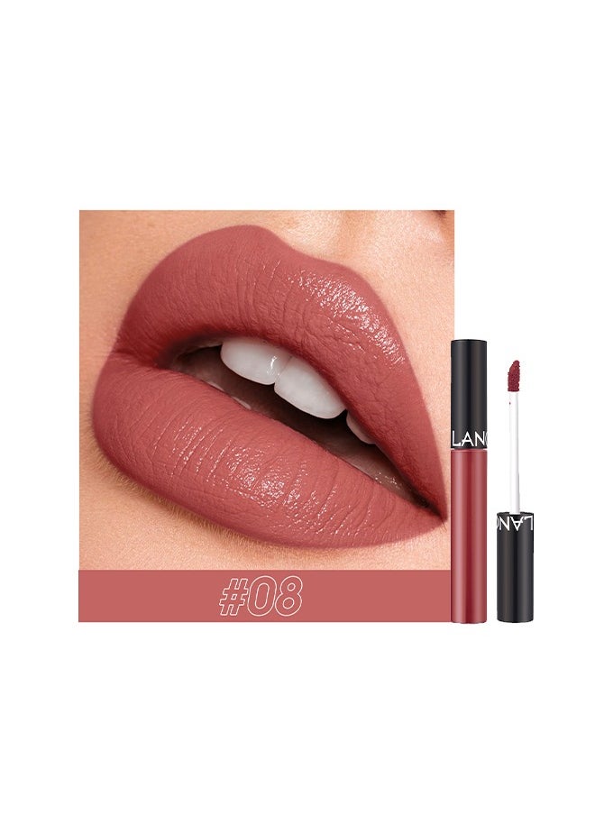 LANGMANNI - Intense Wear Matte Lip Stick,Nude Lipstick Velvet Lip Gloss Lip Stain Long Lasting Waterproof Nude Lipstick,Can Let Your Lip Look Fuller,Works Great For Aging Or Thinning Lips(08#) - Image 1
