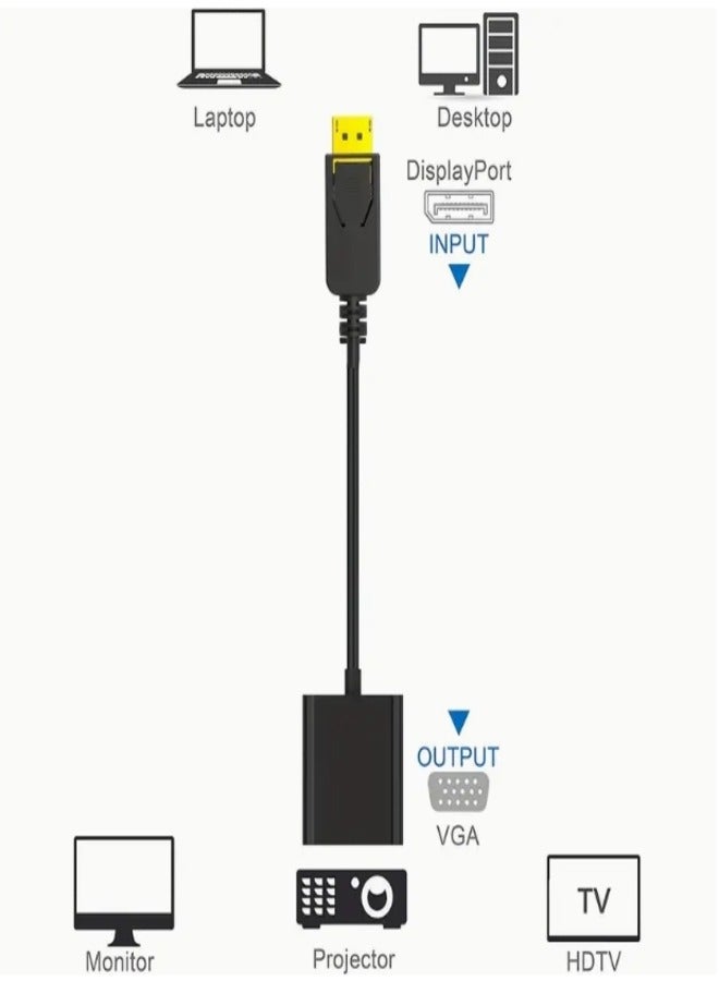 Gold-Plated DisplayPort (DP) to VGA Adapter - - Male to Female Video Converter with -C/-A Compatibility, Compatible with Computer, Laptop, PC, Monitor, Projector, HDTV - Multi-Display, Plug  Play, Durable  Stable Connection, Compatible with VGA Displays, - for Versatile Use, Gold-Plated for Enhanced Signal Quality, Ideal for Gaming  Video Use, Multi Screen - Image 2