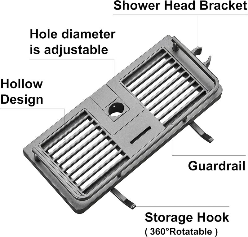DUFU Shower Caddy No Drill 1Packs Shower Shelf Bathroom Shelf Shower Rack Organiser Holder for Soap Shampoo Towel with Buckle and Shower Head Hook Fit 0.83-0.98in Shower Rail - Image 4