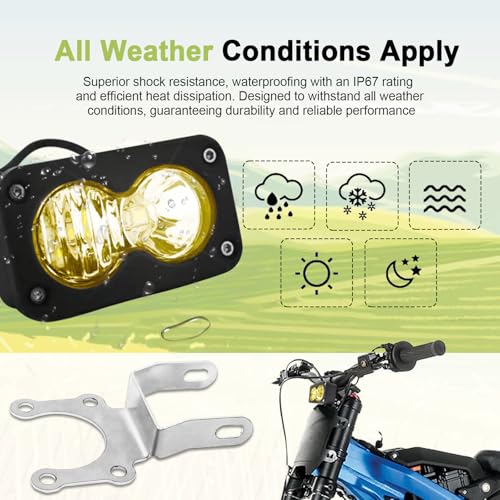 MLWRID Headlight Kit with Mount Bracket Compatible for SurRon Segway X260, Yellow Floodlight dirt bike headlight kit, Sur-ron Accessories (Yellow Light) - Image 4