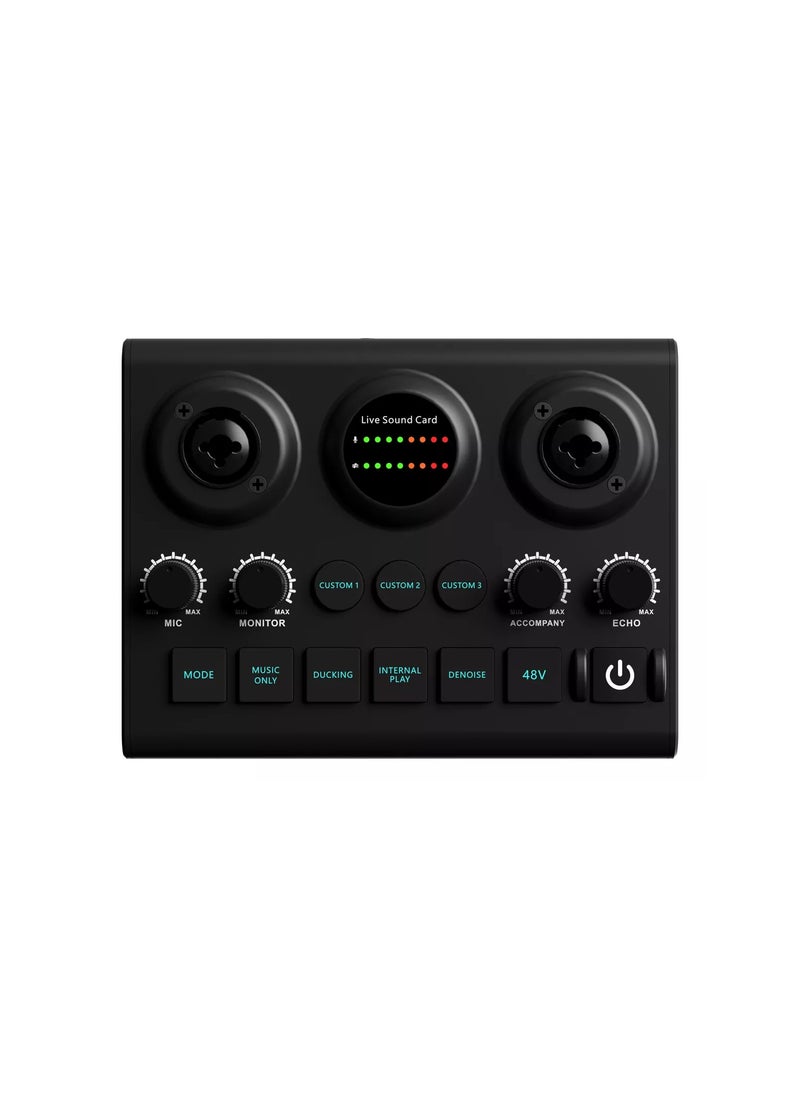 Generic F10 Podcast Live Sound Card, Multiple Sound Effects Voice Changing Mini Sound Mixer Board for Live Streaming Home KTV Singing  - Image 1