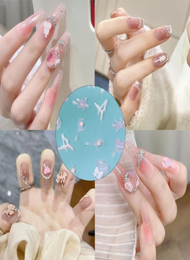 yueton Pink Nail Charms Cute Heart Moon Star Scepter Nail Art Charms Nail Accessories DIY Nail Design Supplies for Women, Net Weight About 6.4g - Image 5