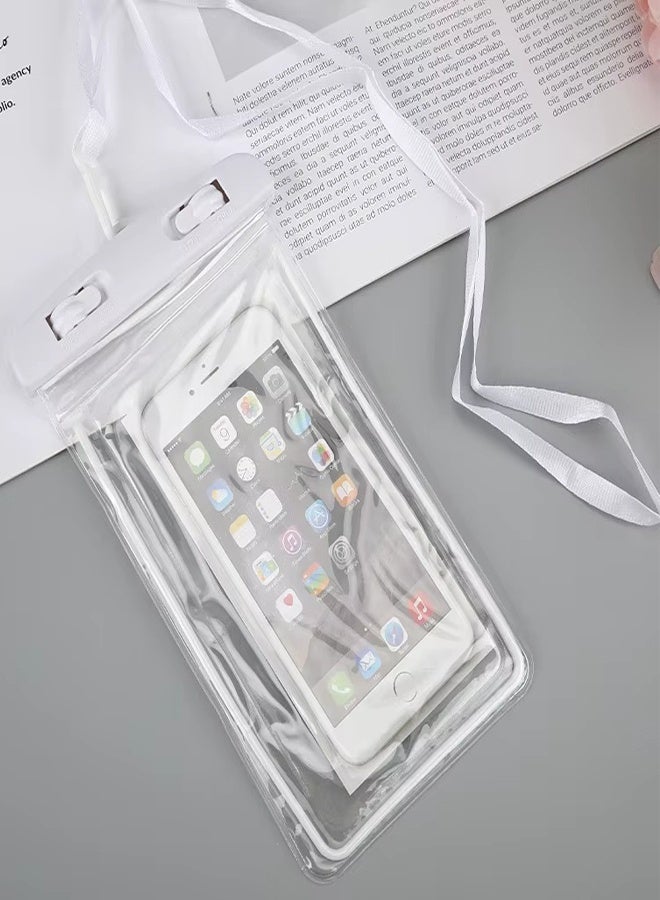 Fully protected sea case, Swimming Bag Waterproof Phone Case, Mobile Pouch PVC Cover Use at Beach or Swimming Pool, with Neck Strap For iPhone, Samsung, Xiaomi, Huawei, Redmi - White - Image 2