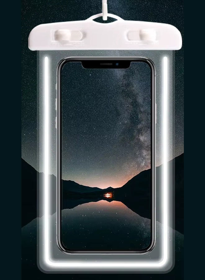 Fully protected sea case, Swimming Bag Waterproof Phone Case, Mobile Pouch PVC Cover Use at Beach or Swimming Pool, with Neck Strap For iPhone, Samsung, Xiaomi, Huawei, Redmi - White - Image 3