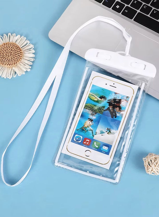 Fully protected sea case, Swimming Bag Waterproof Phone Case, Mobile Pouch PVC Cover Use at Beach or Swimming Pool, with Neck Strap For iPhone, Samsung, Xiaomi, Huawei, Redmi - White - Image 4