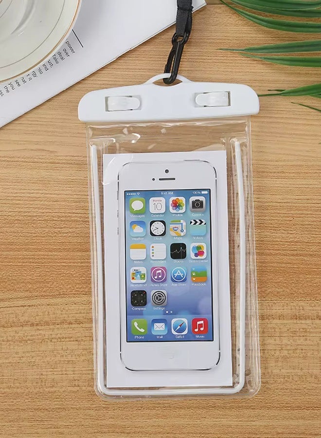 Fully protected sea case, Swimming Bag Waterproof Phone Case, Mobile Pouch PVC Cover Use at Beach or Swimming Pool, with Neck Strap For iPhone, Samsung, Xiaomi, Huawei, Redmi - White - Image 5