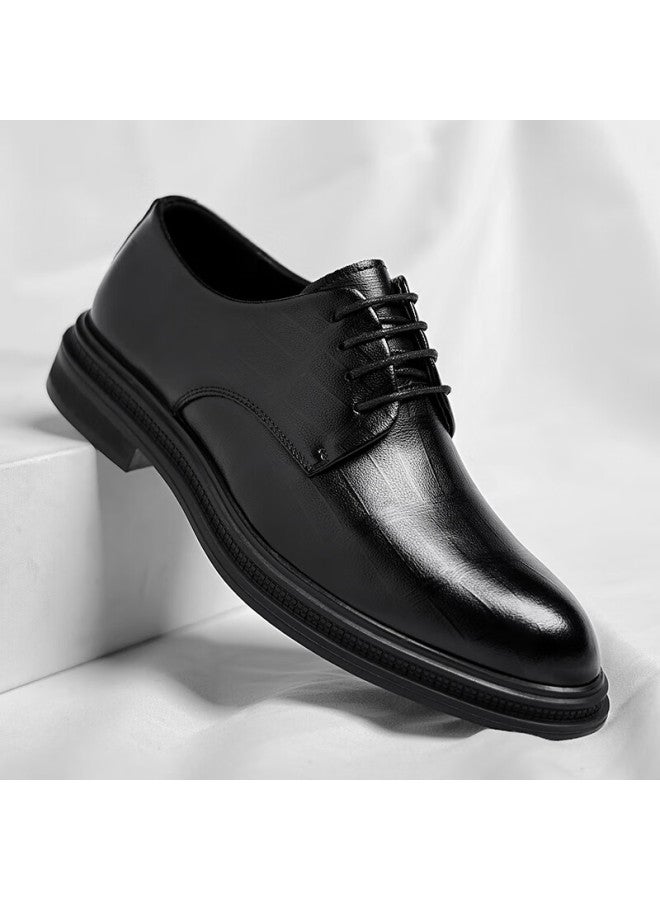Poitulas Men'S Lace-Up Business Casual Dress Shoes British Derby Wear-Resistant Wedding Shoes Men 9116 Black 40 - Image 4
