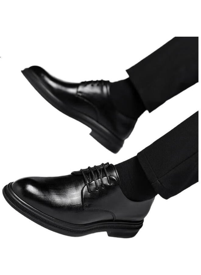 Poitulas Men'S Lace-Up Business Casual Dress Shoes British Derby Wear-Resistant Wedding Shoes Men 9116 Black 40 - Image 1