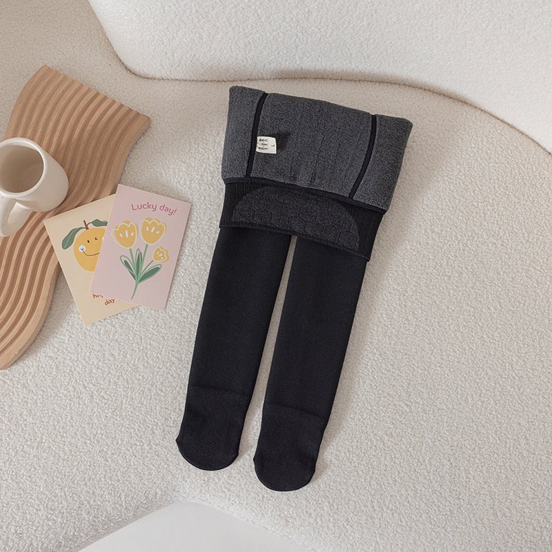 Winter Fleece-Lined Thickened Children'S Leggings Outer Wear Baby One-Piece Velvet White Dance Socks Girls Warm Pantyhose - Image 1
