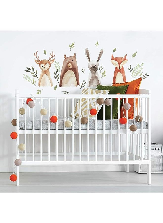RoomMates RMK4020SCS Watercolor Woodland Critters Peel And Stick Wall Decals,brown, gray, green, orange, tan  - Image 1