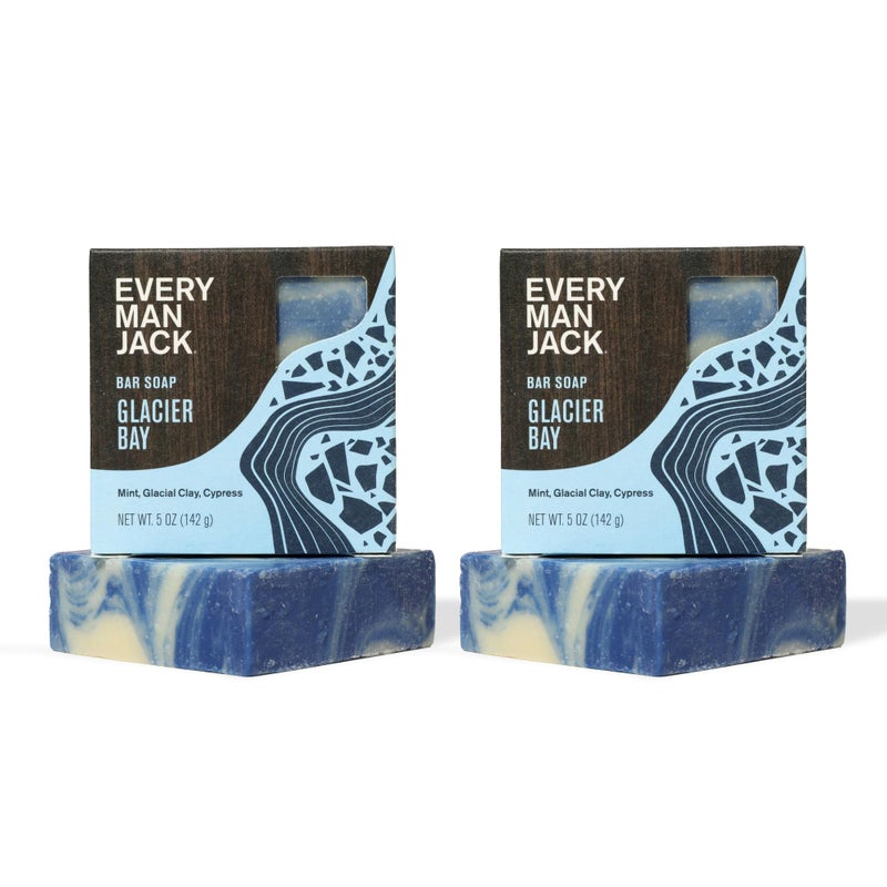 Every Man Jack Cold Plunge Mens Bar Soap  Glacier Bay Scent with notes of Uplifting Mint Cypress and Cooling Glacier Clay  Deeply Cleans Hydrates with Naturally Derived Ingredients  5oz 2 Pack