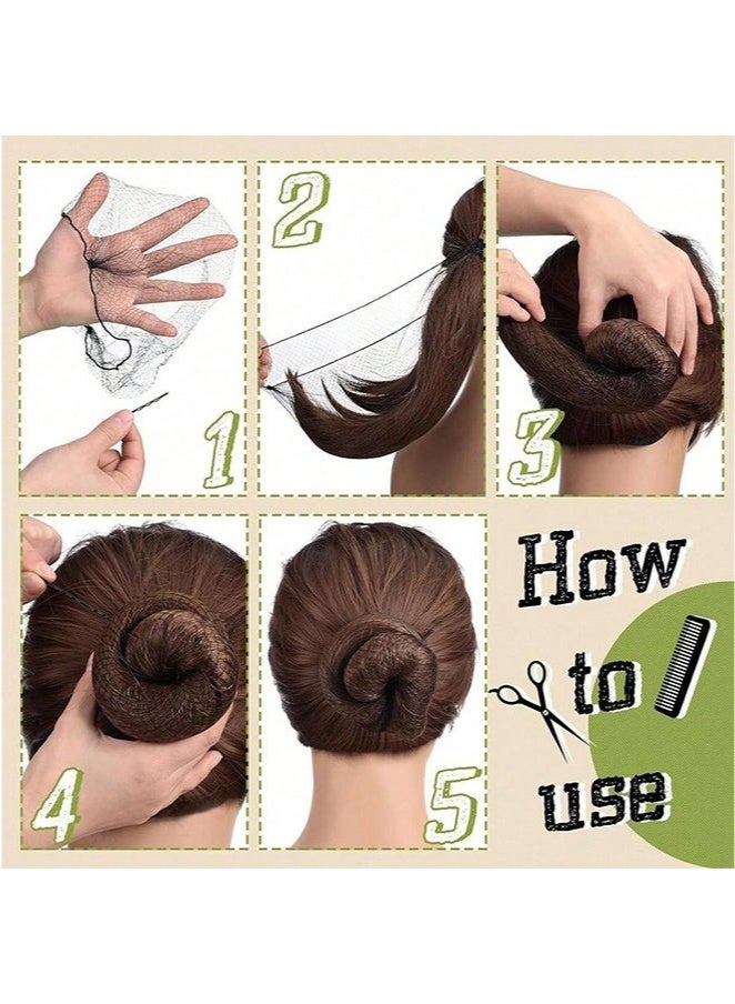 حكمة بيوتي مجموعة من 60 قطعة من شبكة الشعر المرنة غير المرئية ومشبك لصنع كعكة شعر راقصة الباليه - Image 4