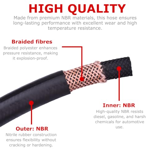 CHOIMOON 38 Inch Fuel Line Hose 38 ID Fuel Injection Hose 300 PSI Perfect for Automotive Coolant Power Steering Return and Transmission Cooling Systems 10FT Length 10 Clamps Included - Image 3