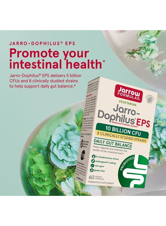 jarrow formulas Jarro-Dophilus EPS - Daily Gut Balance Probiotic - 10 Billion CFU - 60 Veggie Caps - 30 Servings - 8 Clinically Studied Strains - Regulate & Maintain Intestinal Tract Health - Image 3