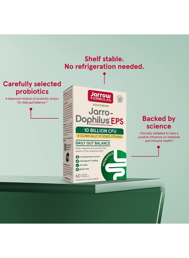 jarrow formulas Jarro-Dophilus EPS - Daily Gut Balance Probiotic - 10 Billion CFU - 60 Veggie Caps - 30 Servings - 8 Clinically Studied Strains - Regulate & Maintain Intestinal Tract Health - Image 5