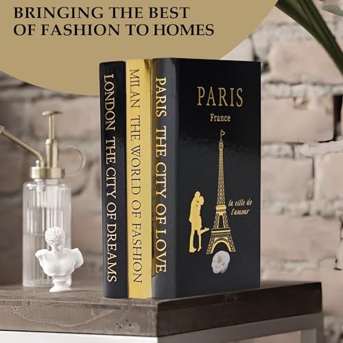 SIMPLIFY ASTHETIC - Decorative Books Set of 3 with Golden Garland Bead - Decorative Books for Coffee Table, Home Decor - Designer Books Decor Set - Faux Books for Bookshelf - Image 4