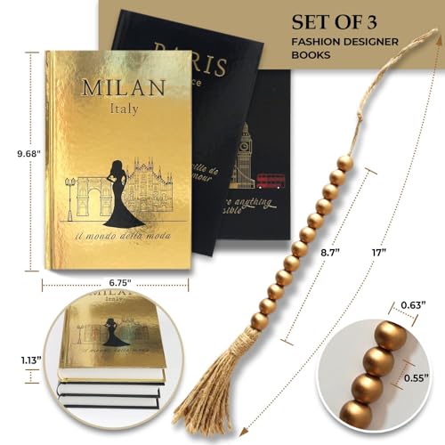 SIMPLIFY ASTHETIC - Decorative Books Set of 3 with Golden Garland Bead - Decorative Books for Coffee Table, Home Decor - Designer Books Decor Set - Faux Books for Bookshelf - Image 2