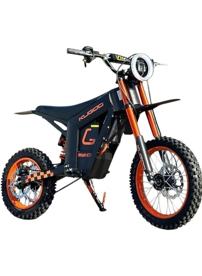 كي يو جي أو أو دراجة Kugoo Wish 01 الكهربائية - محرك بدون فرشاة بقوة 1500 واط - بطارية 48 فولت 21 أمبير/ساعة - أقصى سرعة 50 كم/ساعة - مدى 45-50 كم - لون برتقالي وأسود - Image 1