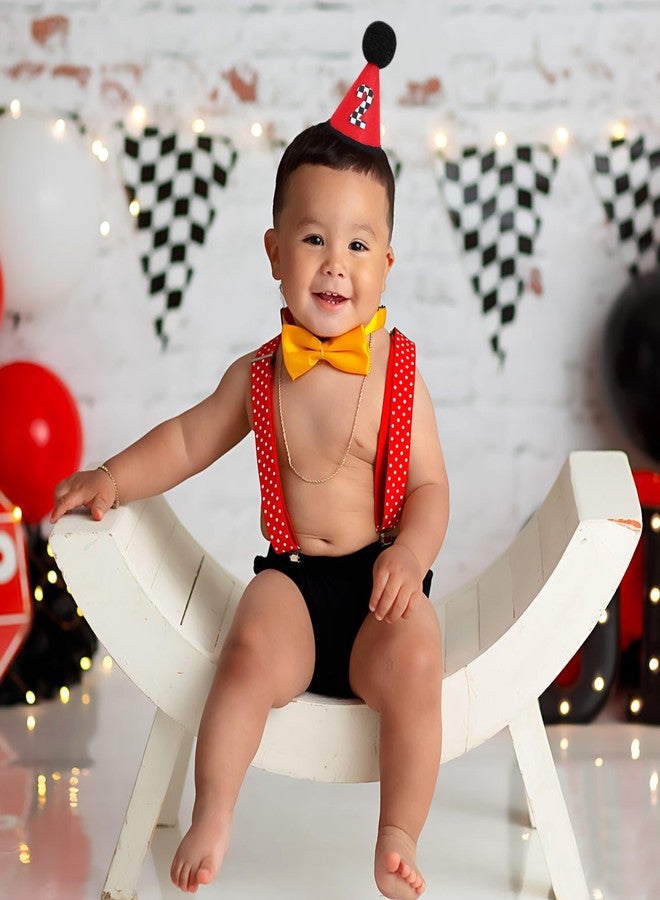 Jissoo Race Car 2nd Birthday Hat - Two Fast Birthday Party Decorations,Red Vintage Racing Cone Hat,Racing Second Cake Smash Photo Props,Little Racer Party Crown Headwear (2nd) - Image 5