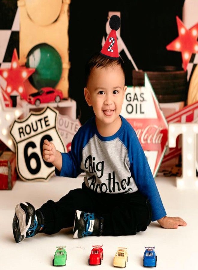 Jissoo Race Car 2nd Birthday Hat - Two Fast Birthday Party Decorations,Red Vintage Racing Cone Hat,Racing Second Cake Smash Photo Props,Little Racer Party Crown Headwear (2nd) - Image 4