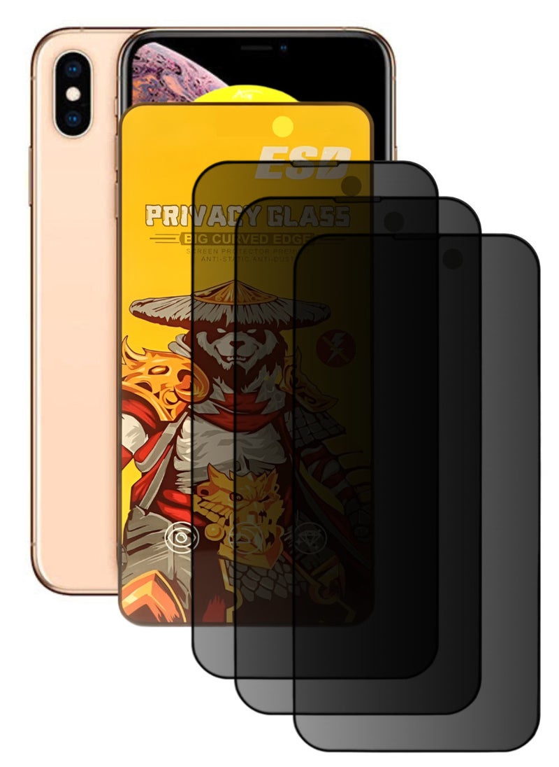 ESD 3 Pieces Tempered Dustproof Privacy Glass Screen Protector Compatible For iPhone XS Max - Image 1
