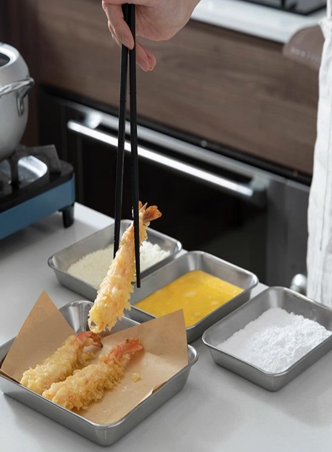 GOVNPJ Set of 3 Breading Pans, Chicken Cutlet Dredging Trays with Stainless Steel Oil Filter Tray Breading Trays for Cooking, Food Prep for Preparing Bread-Crumb Dishes, Panko, Schnitzel - Image 2