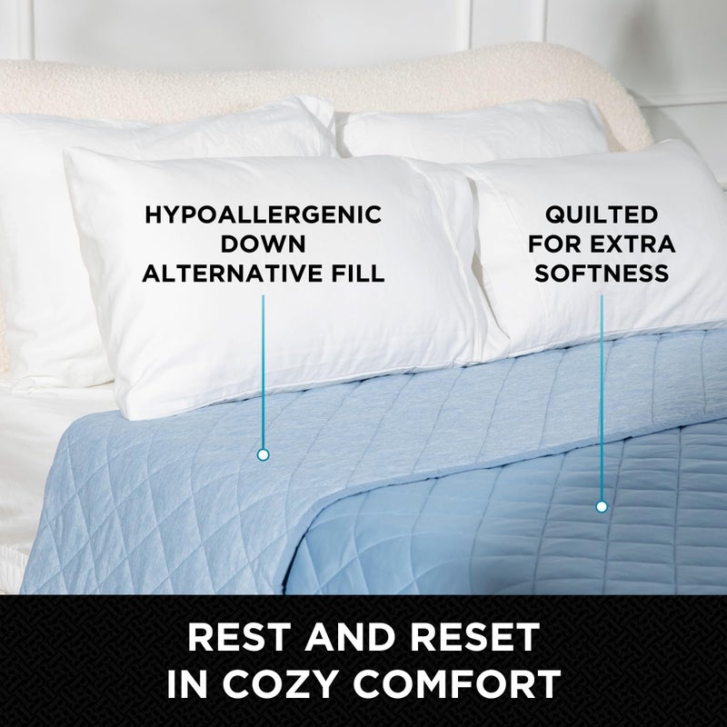 Brookstone Cooling Blanket Queen Size â€“ Cooling Down Alternative Blanket for Hot Sleepers, Reversible Cool Touch Fiber, Quilted, Lightweight, Blue - Image 4