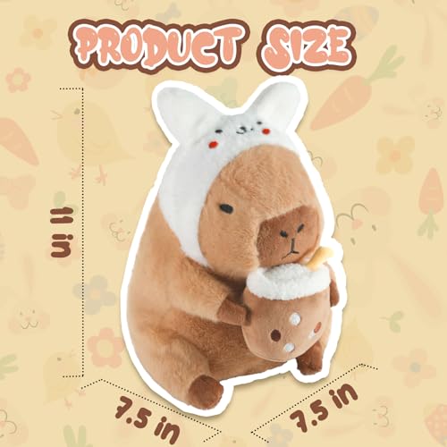 CHDBLOCK Rabbit Capybara Cute Capybara Plush Pillow Kawaii Rabbit Stuffed Aniamls Capybara Plushies Toys Gifts for Kids 11 inch - Image 5