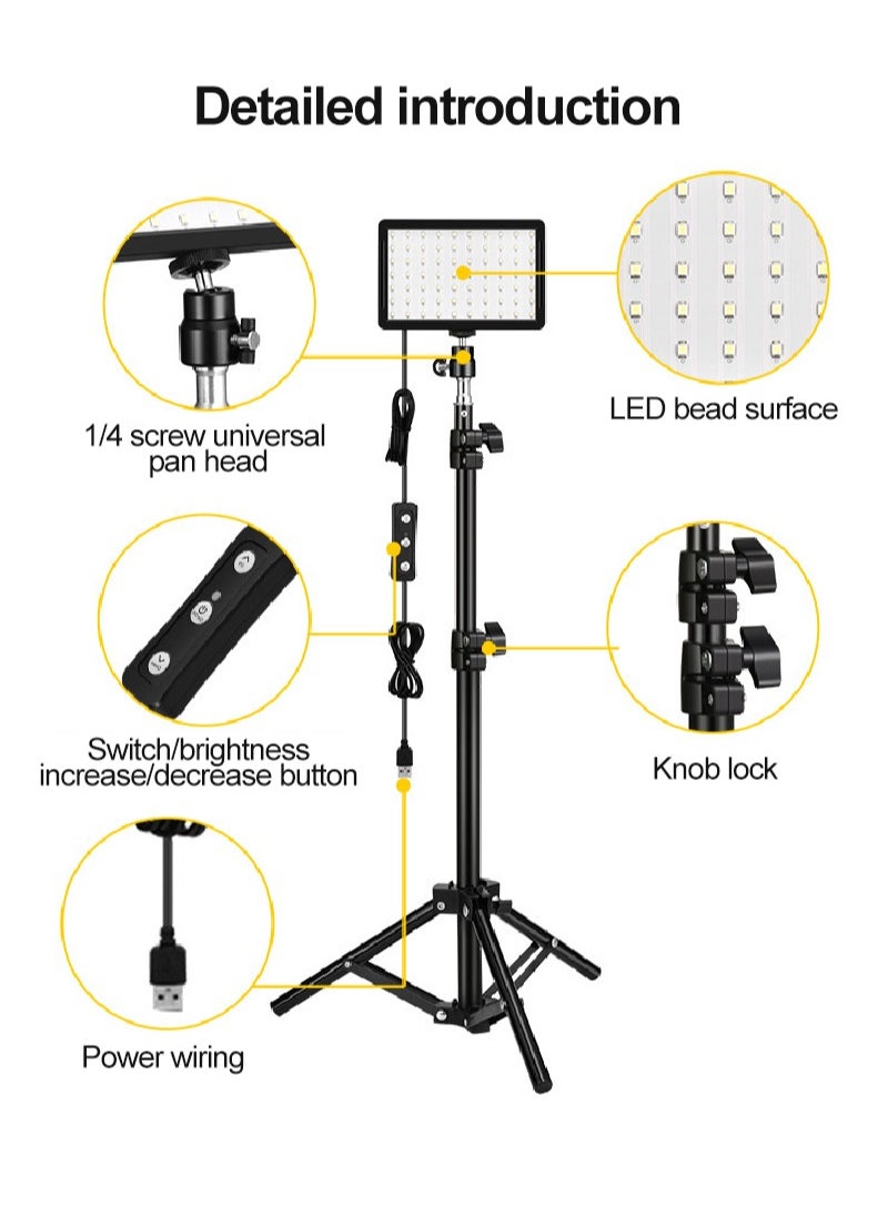 FlashHawk - 2 Packs Dimmable 5600K USB LED Video Light with Adjustable Tripod Stand/Color Filters for Tabletop/Low Angle Shooting, Colorful LED Lighting, Product Portrait Video Photography - Image 1