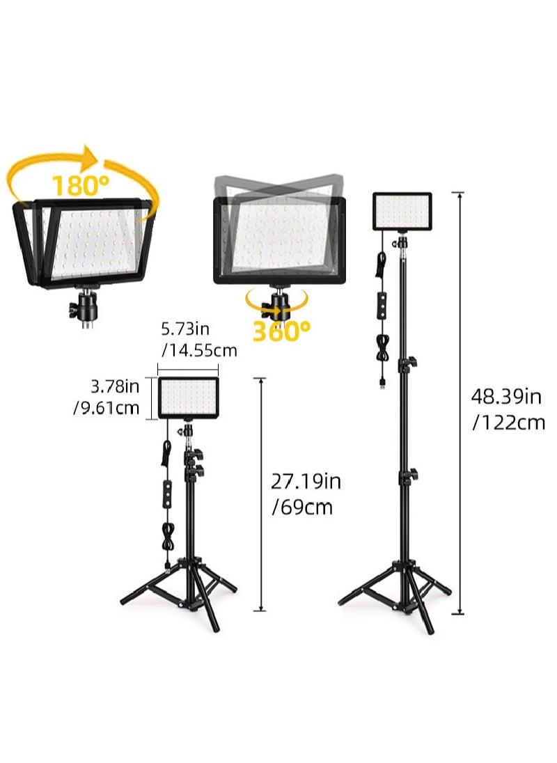 FlashHawk - 2 Packs Dimmable 5600K USB LED Video Light with Adjustable Tripod Stand/Color Filters for Tabletop/Low Angle Shooting, Colorful LED Lighting, Product Portrait Video Photography - Image 1