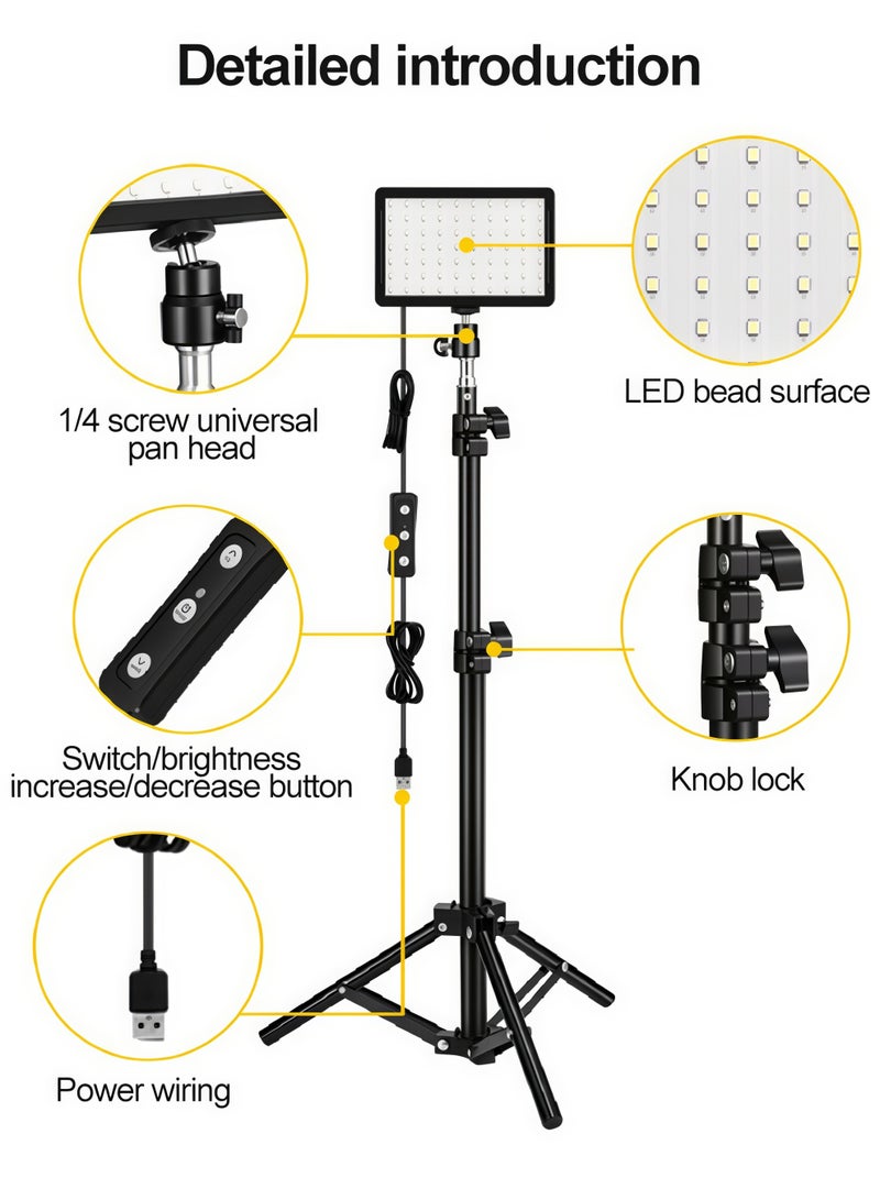 FlashHawk 2 Packs LED Video Light Kit, 5600K Photography Lighting with Adjustable Tripod Stand & 4 Color Filters for Photography, Vlogging & Streaming Black - Image 2