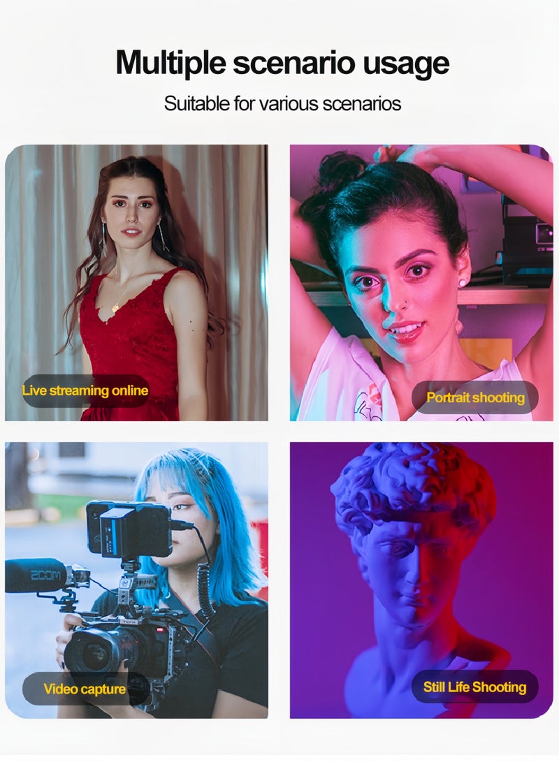 FlashHawk 2 Packs LED Video Light Kit, 5600K Photography Lighting with Adjustable Tripod Stand & 4 Color Filters for Photography, Vlogging & Streaming Black - Image 5