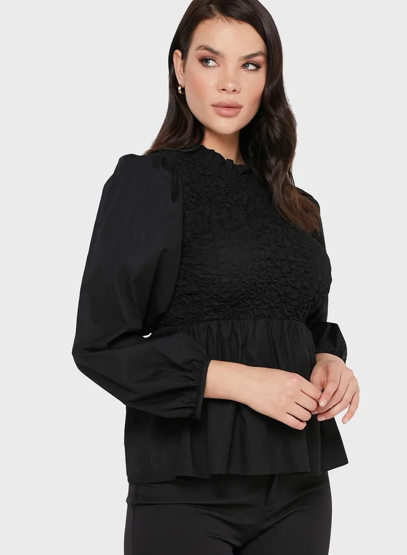VERO MODA Ruffle Detail Pleated Top