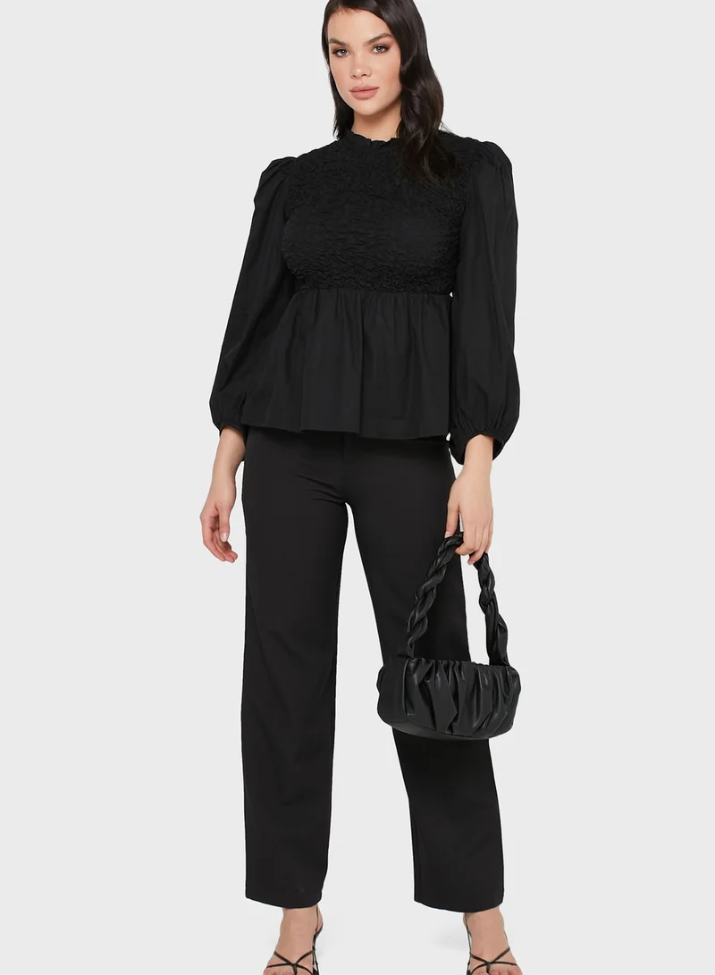 VERO MODA Ruffle Detail Pleated Top