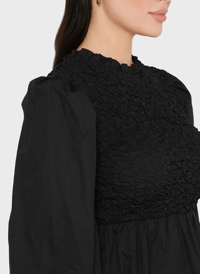 VERO MODA Ruffle Detail Pleated Top