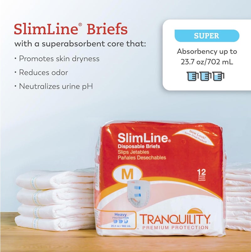 Tranquility Slimline Original Adult Disposable Brief Youth Incontinence Care with a Slimmer Fit Peach Mat Core Kufguard Technology for Max Comfort LatexFree 109oz Capacity 12ct Bag - Image 2