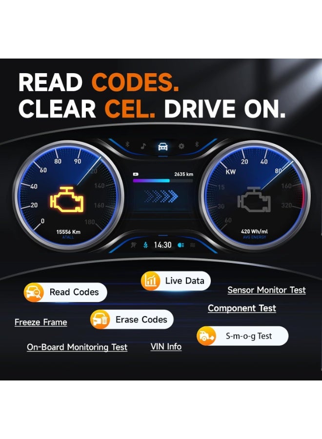 FOXWELL NT301 Plus 2 in 1 OBD2 Scanner Battery Tester, OBDII Diagnostic Tool Check Engine Car Code Reader, 12V 100-1100CCA Cranking Charging System Alternator Test, Live Data, Full ODB2 Diagnosis - Image 3