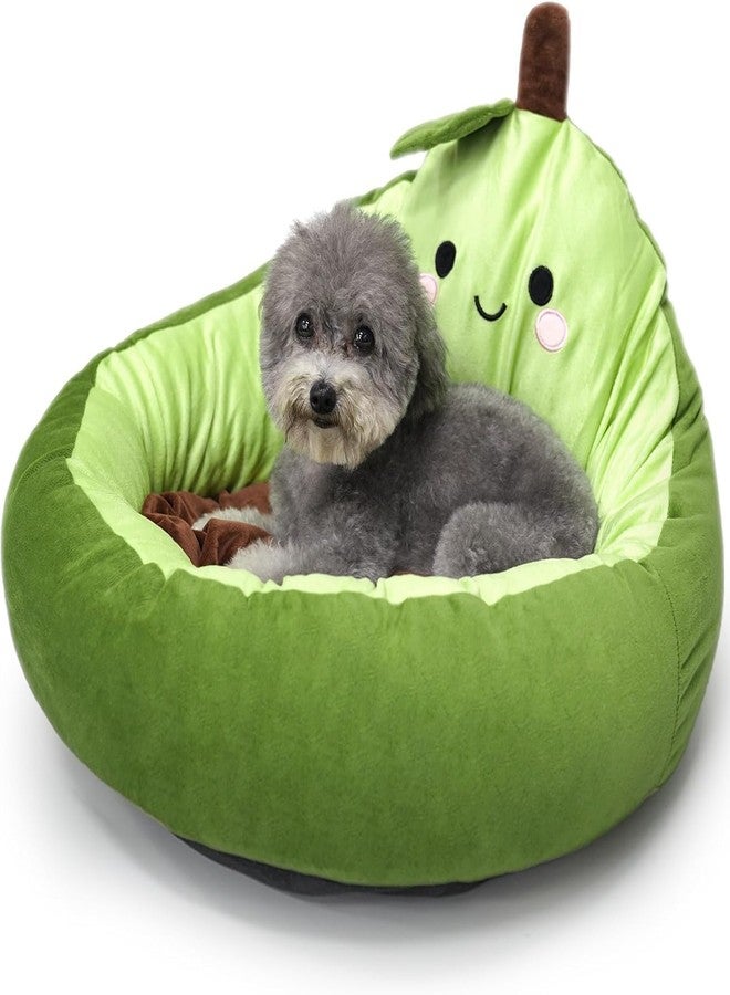 JIZWPOOM Avocado Calming Dog Bed & Cat Bed for Small Dogs, Cute Pet Bed Round Cat Bed Washable Plush Bed - Image 1