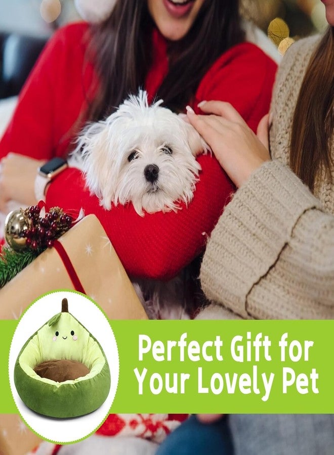 JIZWPOOM Avocado Calming Dog Bed & Cat Bed for Small Dogs, Cute Pet Bed Round Cat Bed Washable Plush Bed - Image 4